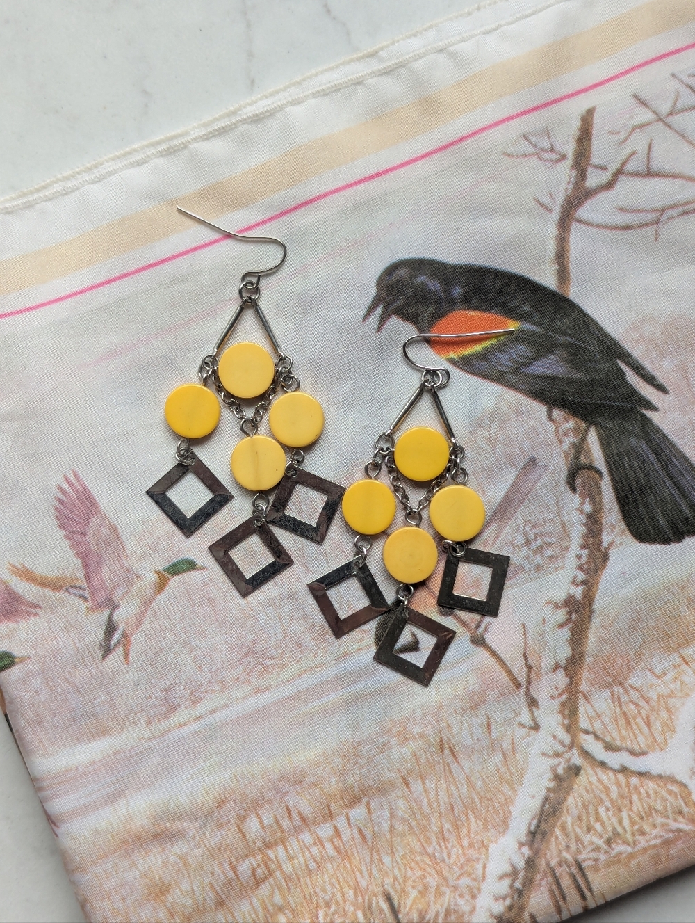 Y2K Yellow Geometric Statement Earrings